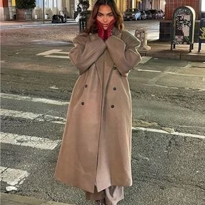 Source Unknown OVERSIZE GRANDPA COAT in Latte